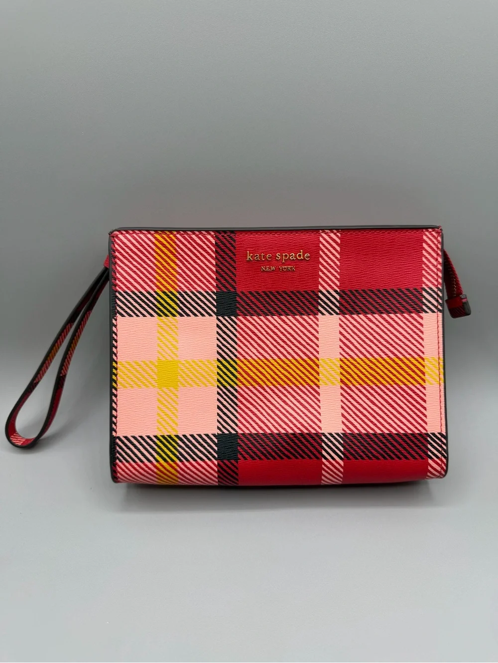 BRAND NEW Kate Spade Morgan Museum Plaid Gusseted Wristlet